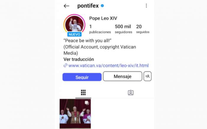 EL PAPA LEÓN XIV HEREDÓ EL PERFIL DE FRANCISCO EN REDES Y UNA DE SUS CUENTAS SUPERÓ LOS 500.000 SEGUIDORES
