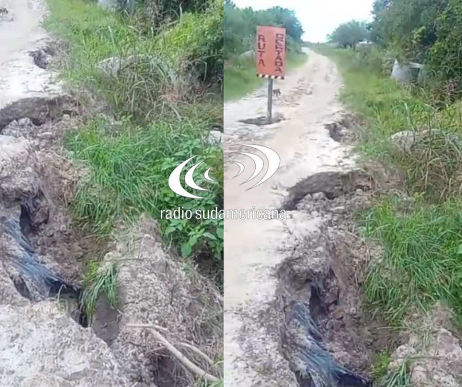 PARAJE LA CASUALIDAD: DENUNCIAN EL COLAPSO DE LA ALCANTARILLA EN RUTA 52